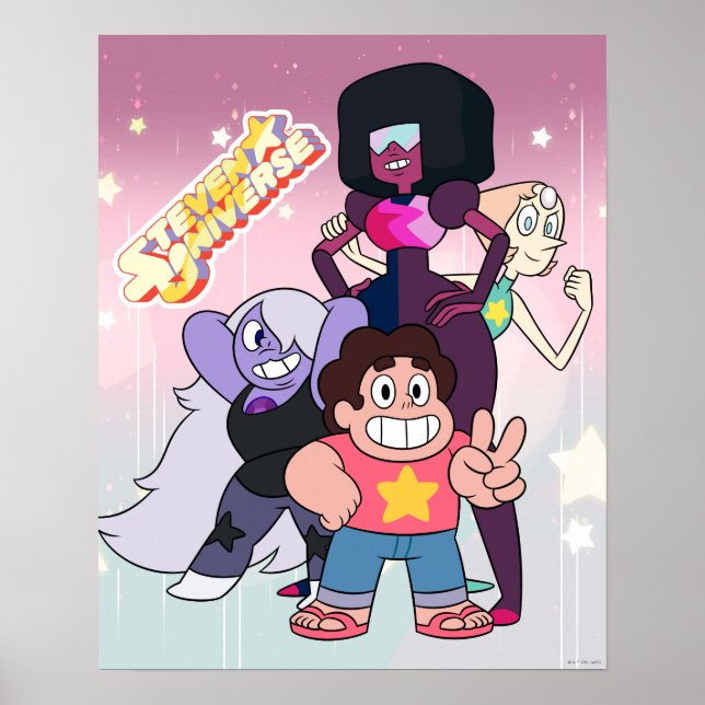 Affiche Steven Universe | Pose du groupe Crystal Gem (Devant)
