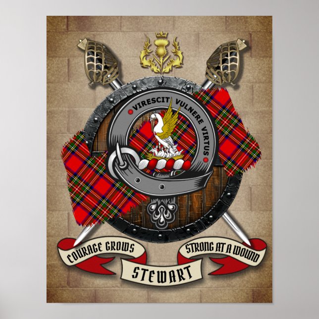 Affiche Stewart Clan Badge W/Crossed Swords Personnalisé (Devant)