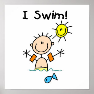 Affiche Stick Figure Boy I Swim