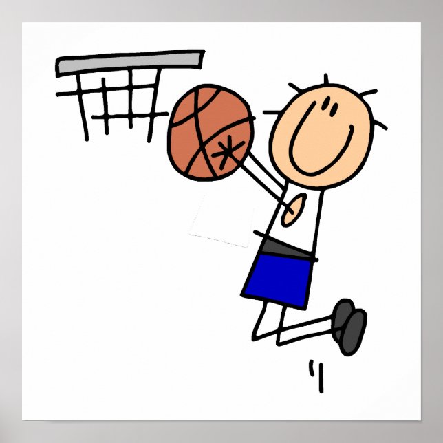 Affiche Stick Figure de basket-ball T-shirs et cadeaux (Devant)