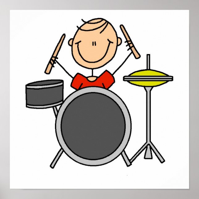 Affiche Stick Figure Homme Drummer T-shirts et cadeaux (Devant)