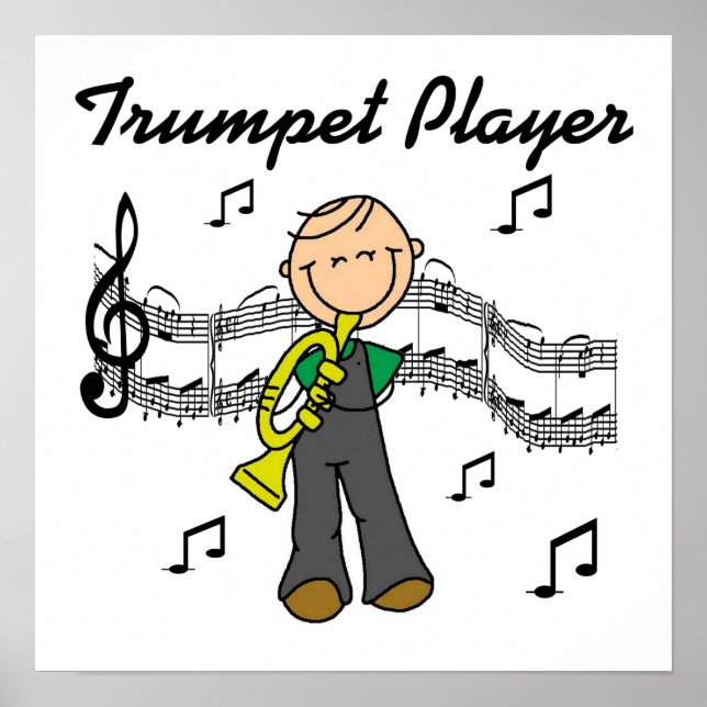 Affiche Stick Figure Homme Trumpet Player T-shirts et GIft (Devant)
