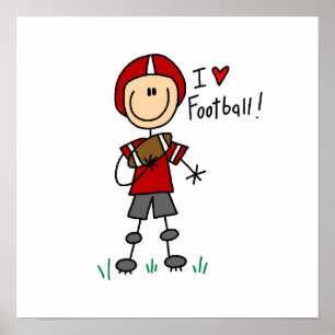 Affiche Stick Figure I Love Football T-shirts et cadeaux