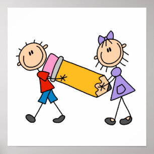 Affiche Stick Kids With Pencil