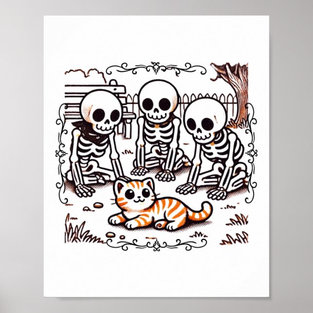 Affiche Sticker de collecte de squelette vintage (Devant)