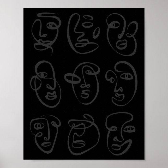 Affiche Sticker de collection de faces de ligne Abstraite (Devant)