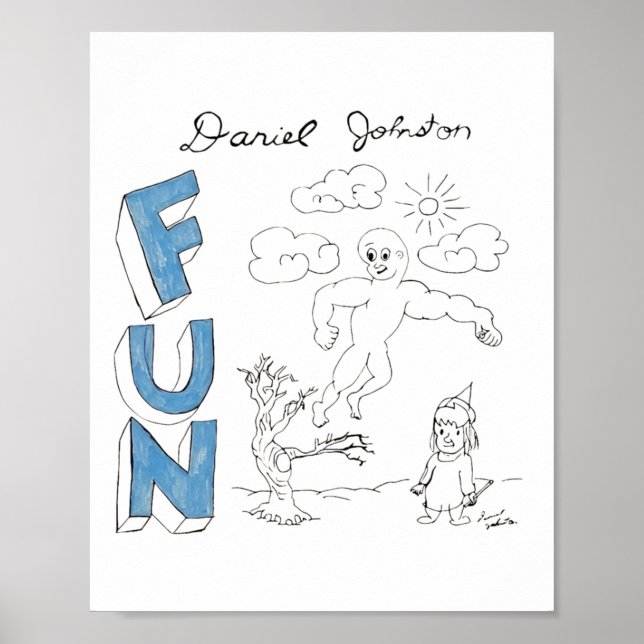 Affiche Sticker de dessin amusant Daniel Johnston (Devant)
