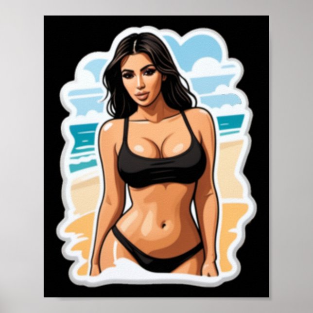 Affiche Sticker de plage Kim Kardashian (Devant)