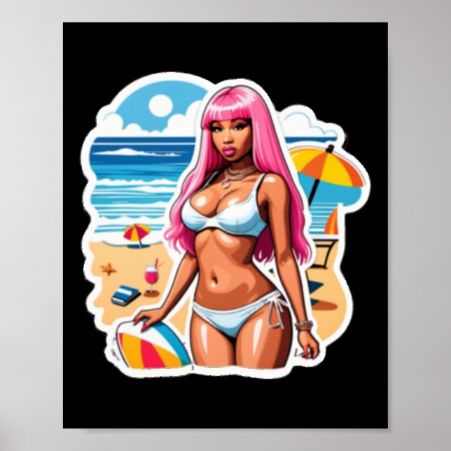 Affiche Sticker de plage Nicki Minaj (Devant)