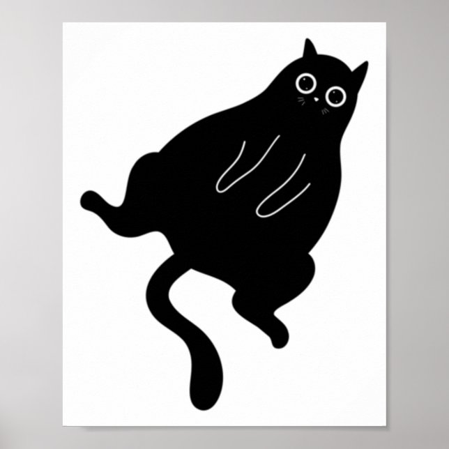 Affiche Sticker en chat noir gras (Devant)