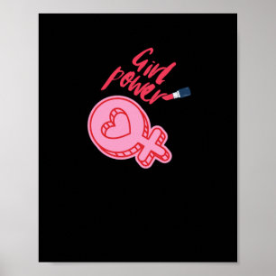 Affiche Sticker féministe rose Power Girl