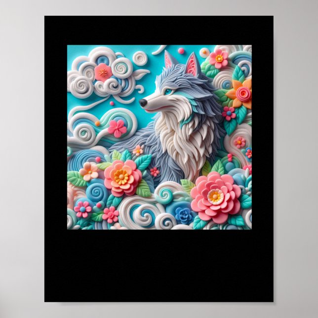 Affiche Sticker Fox 3d (Devant)