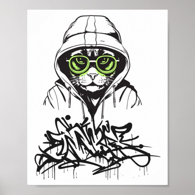Affiche Sticker Gangsta Cat (Devant)