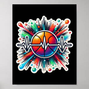 Affiche Sticker Heartbeat De Basketball - Parfait Pour Les