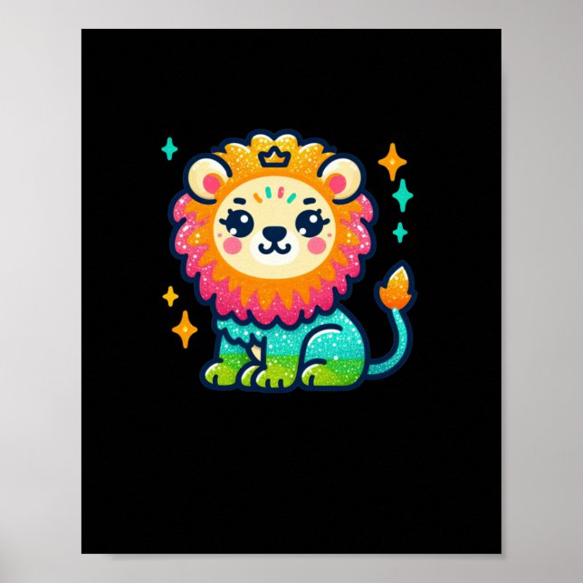 Affiche Sticker Lion mignon (Devant)