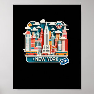 Affiche Sticker New York Aux Etats-Unis