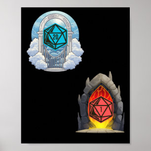 Affiche Sticker pour malchance Heaven Hell D20 Fortune