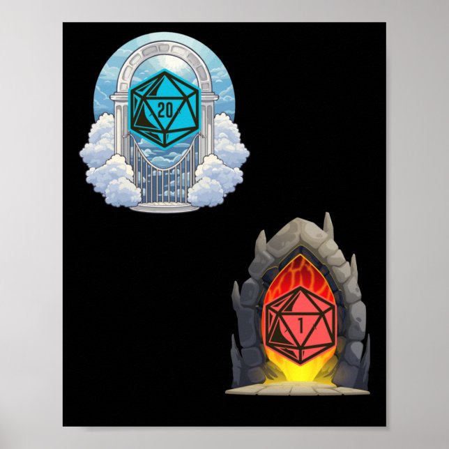 Affiche Sticker pour malchance Heaven Hell D20 Fortune (Devant)