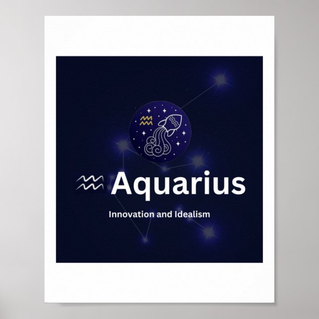 Affiche Sticker pour signes Zodiac Aquarius (Devant)