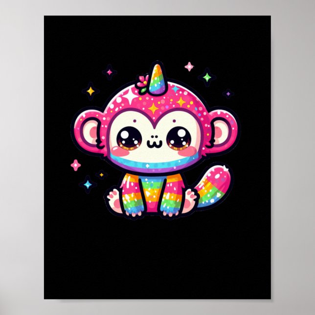 Affiche Sticker singe Unicorne (Devant)