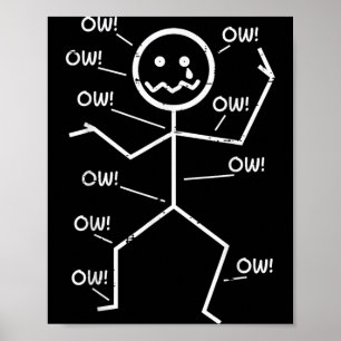 Affiche Stickman qui pleure Aïe Aïe Drôle Blague Douleur H