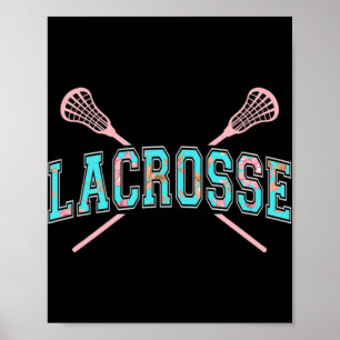 Affiche Sticks croisés de crosse florale LAX Girly Turquoi