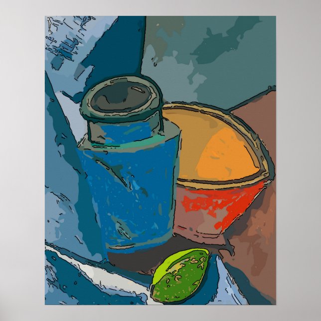 Affiche Still Life avec Avacado Abstrait (Devant)