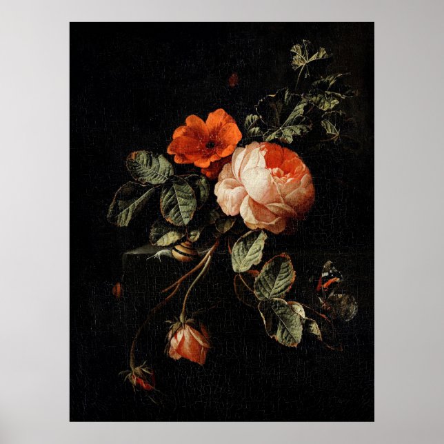 Affiche Still Life avec les Roses par Elias van den Broeck (Devant)
