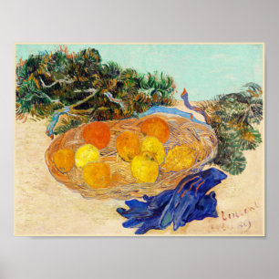 Affiche Still Life of Oranges and Lemons with Blue Gloves,