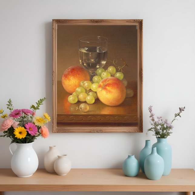 Affiche Still Life, Wineglass, Two Peaches, Fruit and Wine (Créateur téléchargé)