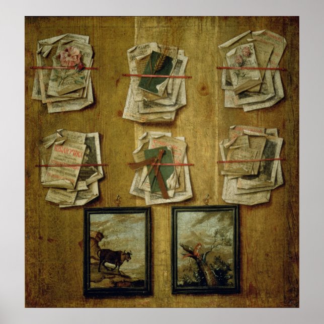 Affiche Still Life with Book Sheets and Pictures, 1783 (Devant)