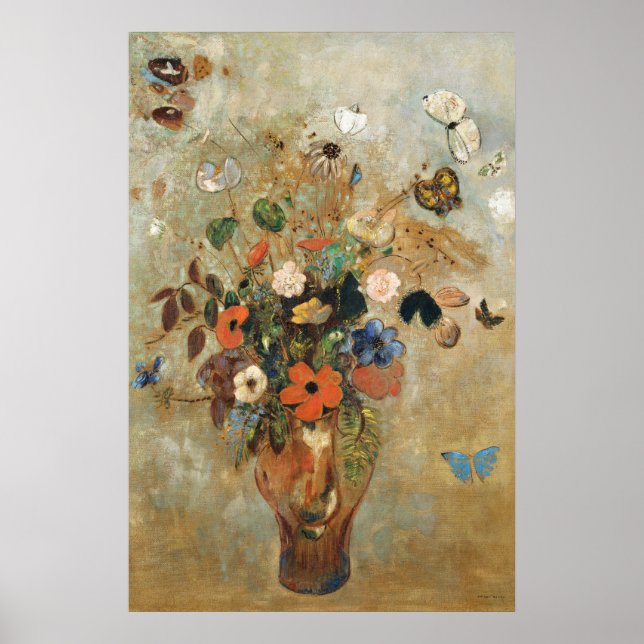 Affiche Still Life with Flowers (1905) par Odilon Redon (Devant)