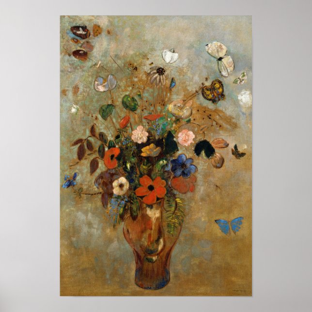 Affiche Still Life with Flowers par Odilon Redon (Devant)