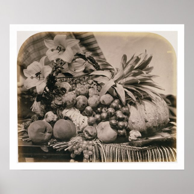 Affiche Still Life with Fruit, 1860 (sepia photo) (Devant)