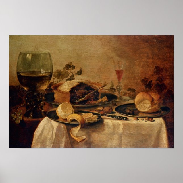 Affiche Still Life with Fruit Pie, 1635 (Devant)
