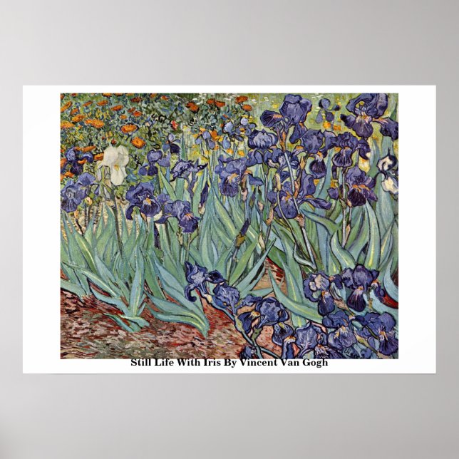 Affiche Still Life With Iris By Vincent Van Gogh (Devant)
