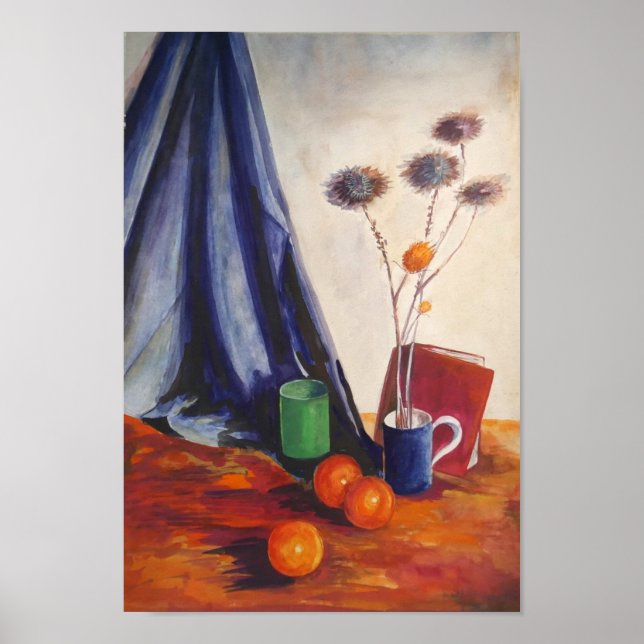 Affiche Still Life with Oranges & Jug – Kitchen Wall Art (Devant)