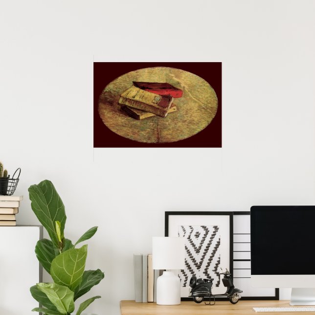 Affiche Still Life with Three Books par Vincent van Gogh (Bureau à domicile)