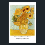 Affiche Stilleben mit de Vincent van Gogh 12 Sonnenblumen<br><div class="desc">1888. Stilleben mit 12 Sonnenblumen ou Vase avec 12 tournesols. Vincent Willem van Gogh était un peintre post-impressionniste d'origine hollandaise dont l'oeuvre,  remarquable par sa beauté rugueuse,  son honnêteté émotionnelle et sa couleur audacieuse,  a eu une influence considérable sur l'art du 20ème siècle.</div>