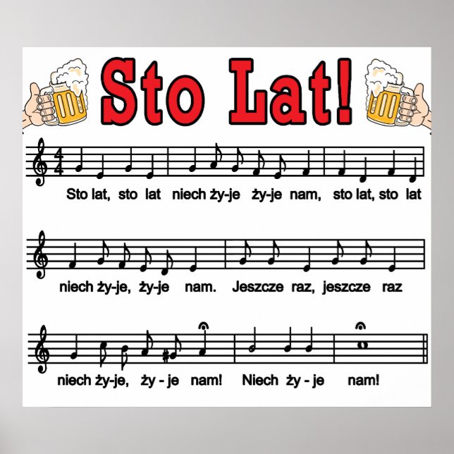 Affiche Sto Lat ! Chanson Avec Beer Mugs (Devant)