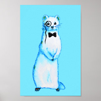 Affiche Stoat blanc Ermine Cute Ferret Lover Art