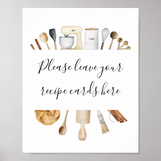 Affiche Stock la cuisine Laissez vos cartes de recettes ic (Devant)