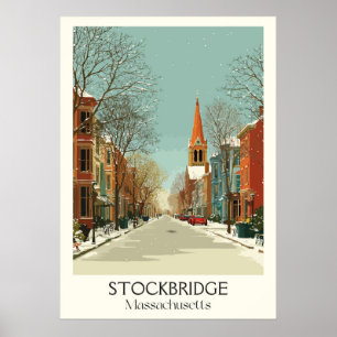 Affiche Stockbridge MA Vintage Main Street Fall Art