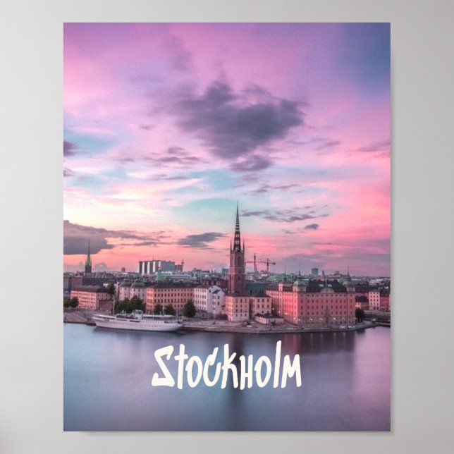 Affiche Stockholm Capital of Sweden Night Skyline (Devant)