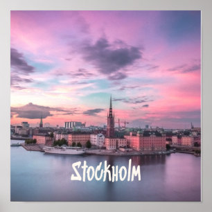 Affiche Stockholm Capital of Sweden Night Skyline
