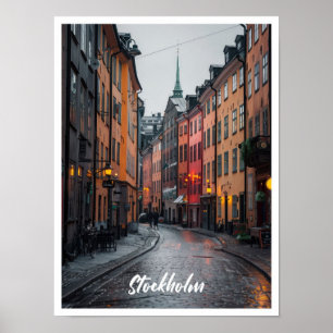 Affiche Stockholm Suède Art Voyage célèbre place