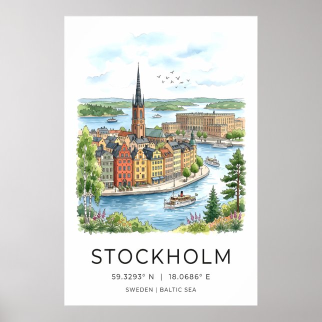 Affiche Stockholm Wall Art Print Nordic Waterfront (Devant)