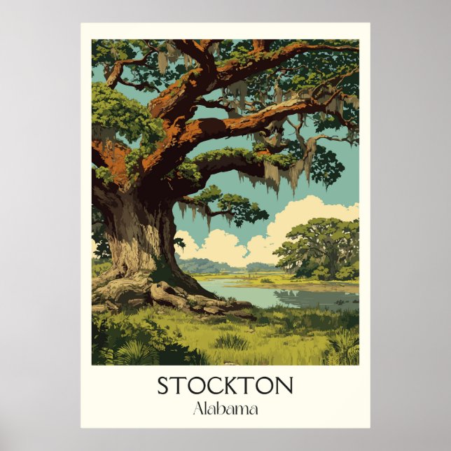 Affiche Stockton Alabama Ancient Oak Trees (Devant)