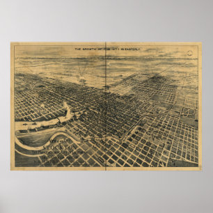 Affiche Stockton California 1895 Carte panoramique