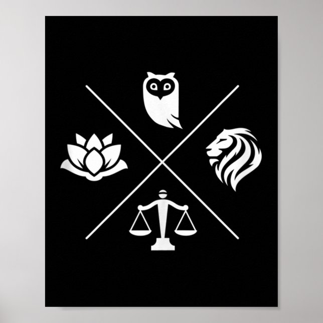 Affiche Stoic Virtues Wisdom Temperance Justice Courage (Devant)